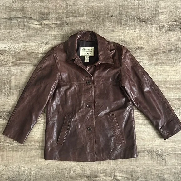 ジャケット・アウター 90s Eddie Bauer leather jacket blouson Vintage 90s 00s Eddie Bauer Oversized Bomber Dad Black